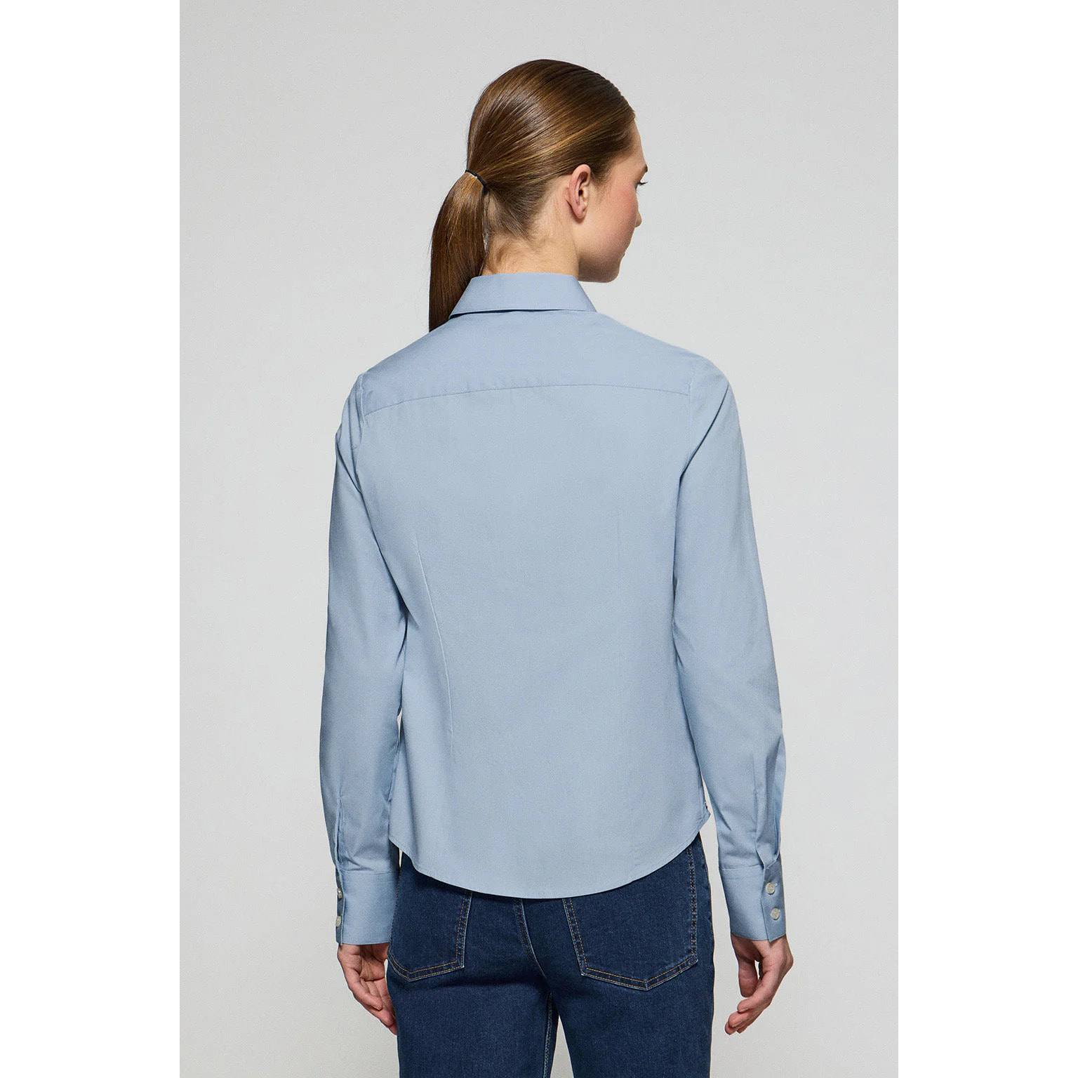 Camisa slim de popelín azul celeste con logo bordado Rigby Go