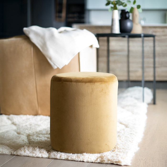 Pouf en velours jaune - Emmy
