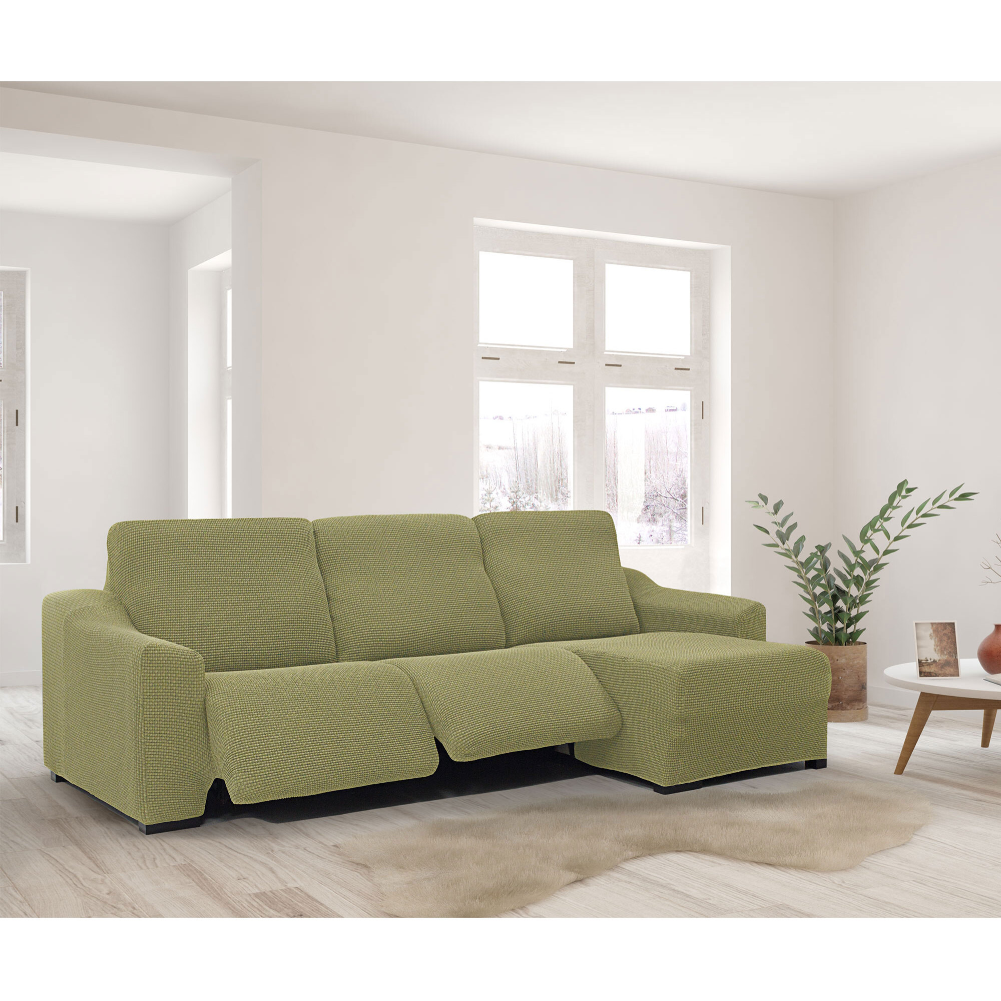 Funda para Chaise Longue derecha (visto de frente ) brazo largo SÚPER ELÁSTICA con RELAX modelo HELENA