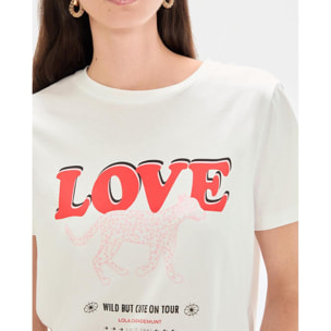 T-shirt LOVE con stampa leopardata