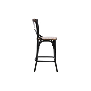 Tabouret de bar industriel en bois et métal noir 65 cm JAKE