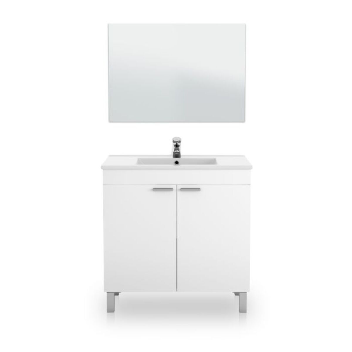 Mueble de baño con espejo Liz 80 Blanco Brillo