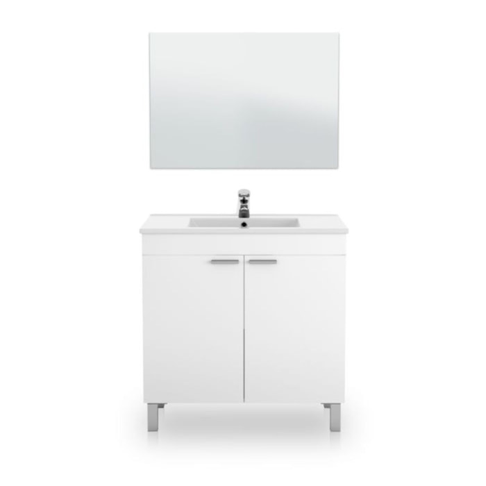 Mueble de baño con espejo Liz 80 Blanco Brillo