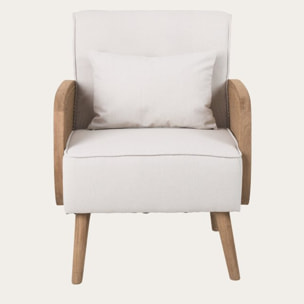 Fauteuil Corfu -textile et mousse pu-couleur naturel/beige 57 x 83 x 55 cm