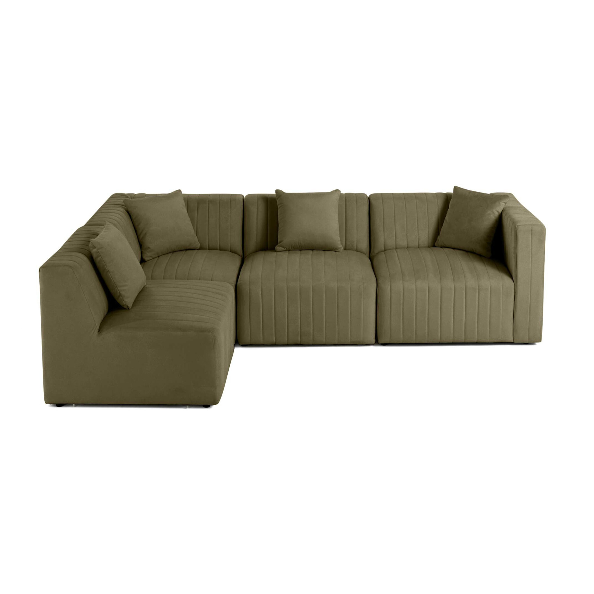 Nova - canapé modulable d'angle gauche - 5 places - en velours - Vert
