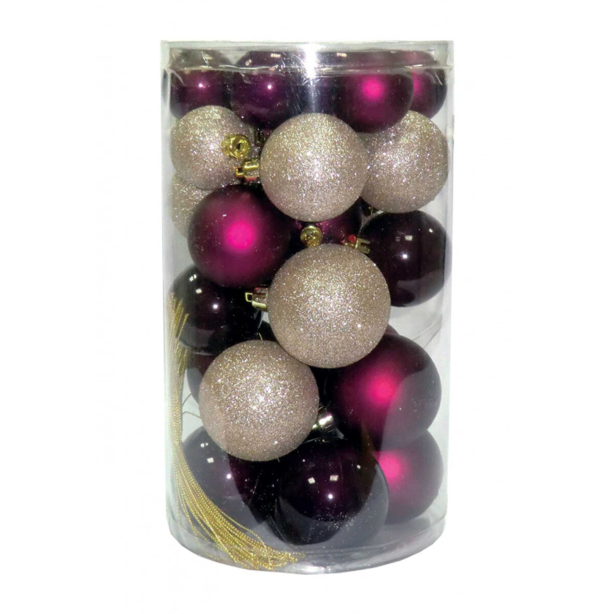 Coffret de 30 boules or et cassis