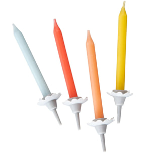 Lot de 24 bougies d'anniversaire et 12 bobèches Fackelmann Rio Party