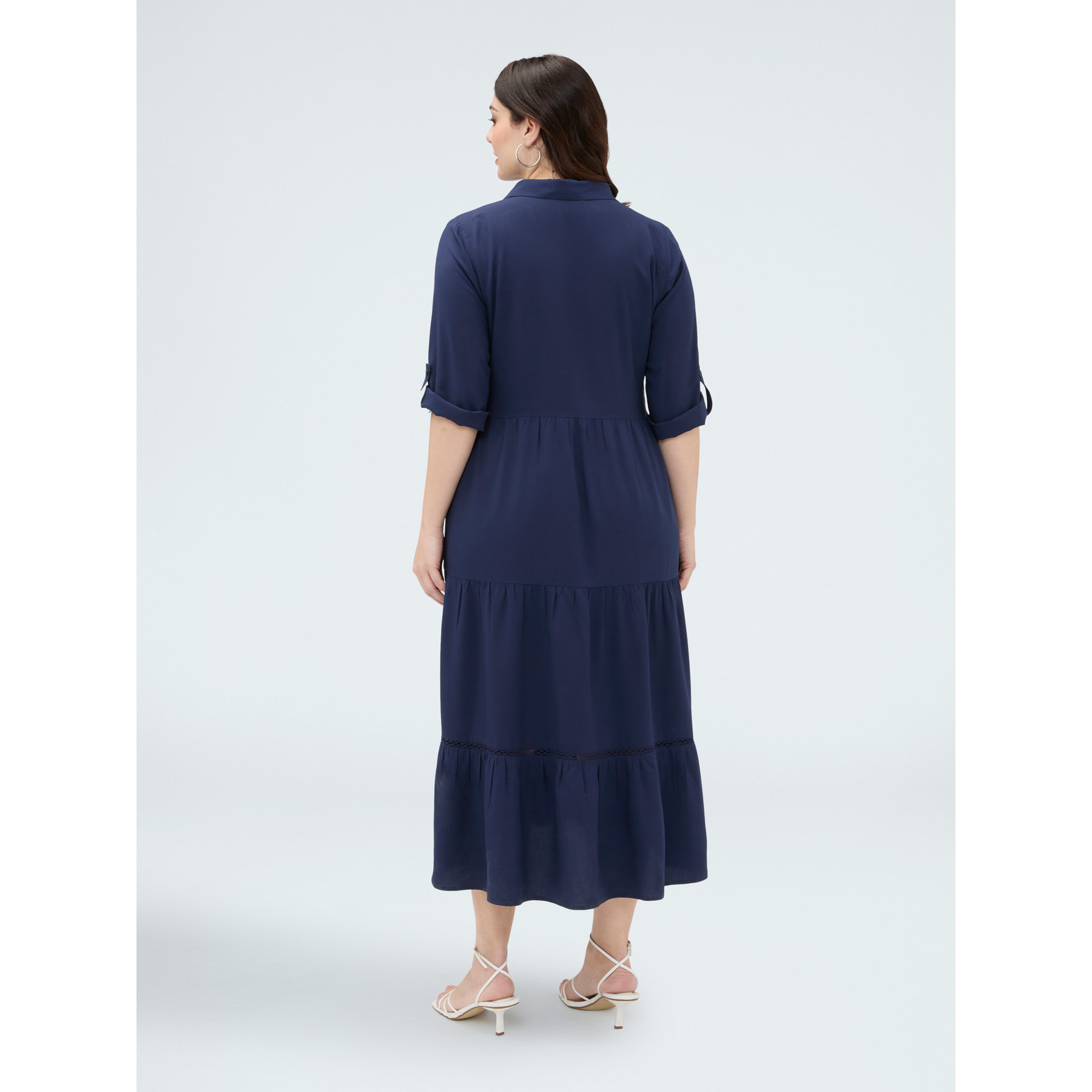 Fiorella Rubino - Vestido largo camisero en viscosa - Azul