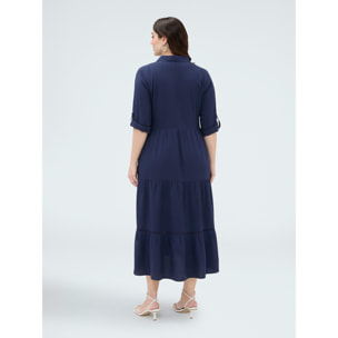 Fiorella Rubino - Vestido largo camisero en viscosa - Azul