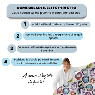 COPRIPIUMINO FANTASY, 100% Microfibra, No Stiro - CERCHI ASTRATTI