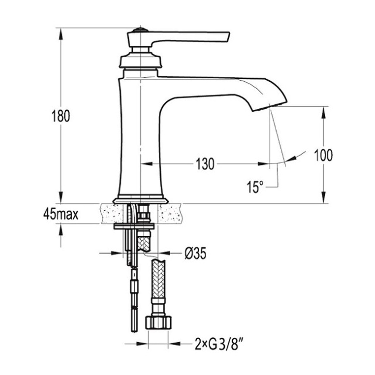 PAINI Mitigeur lavabo retro Lady's 100 Auburn