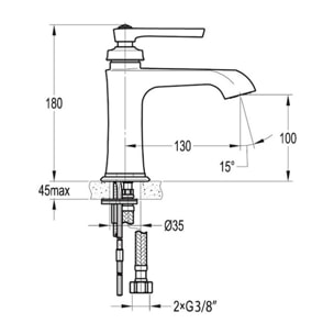 PAINI Mitigeur lavabo retro Lady's 100 Auburn