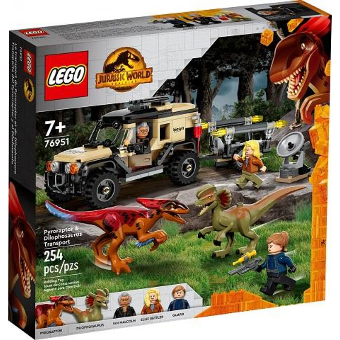 LEGO JURASSIC WORLD 76951 - TRASPORTO DEL PIRORAPTOR E DEL DILOFOSAURO