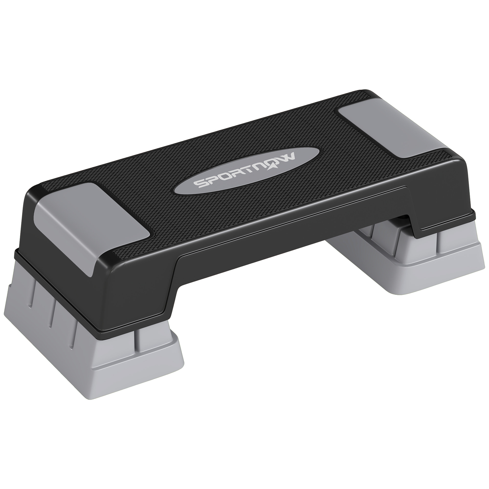 Step fitness aérobic hauteur réglable 3 niv. surface antidérapante gris noir