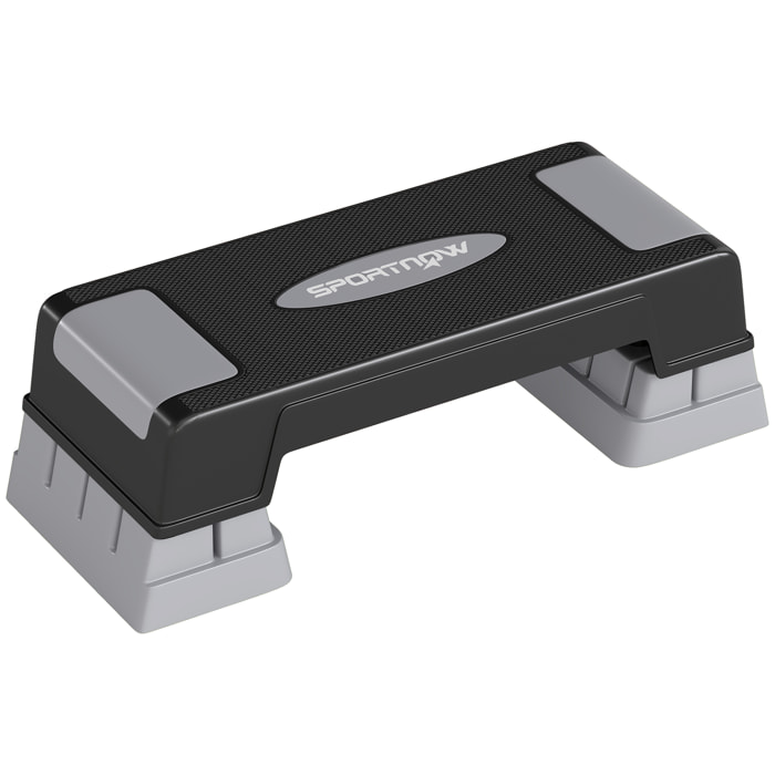Step fitness aérobic hauteur réglable 3 niv. surface antidérapante gris noir