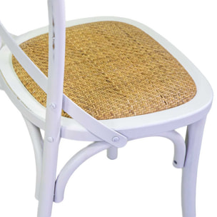 Sedia Cross Vacchetti in legno bianco antico seduta intreccio cm51x55h46,5/89