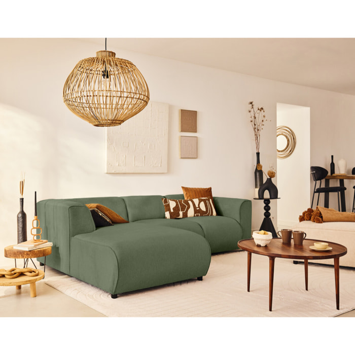 Suaro - Module d'assise méridienne gauche en tissu texturé - Vert