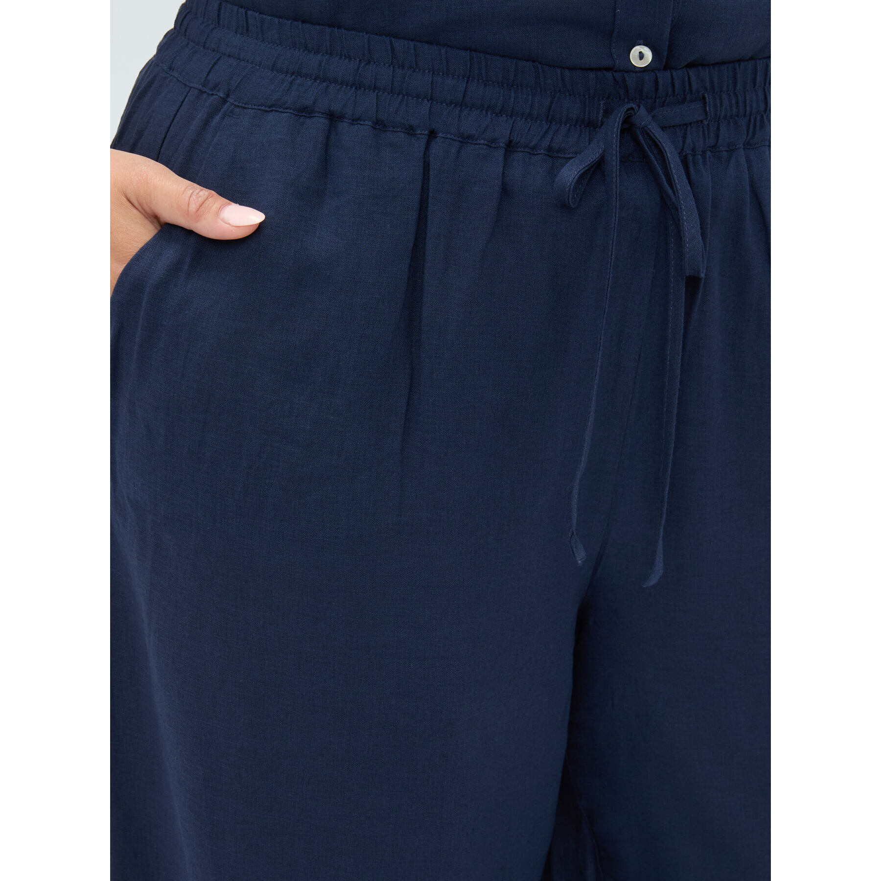 Fiorella Rubino - Pantaloni Wide Leg in misto lino - Blu