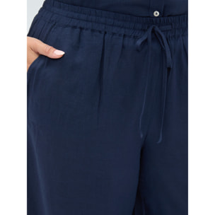 Fiorella Rubino - Pantaloni Wide Leg in misto lino - Blu