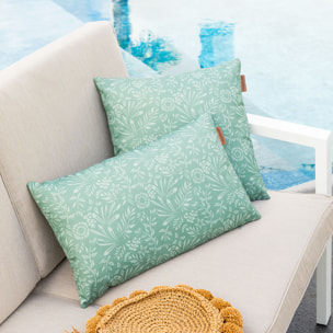 Coussin déco d extérieur "Adiya" vert jade 50x30cm en polyester