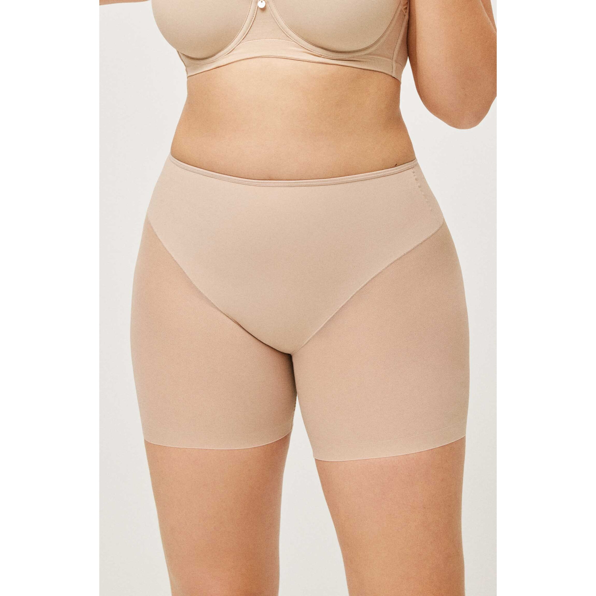 Guaina snellente midi in tulle a compressione media beige