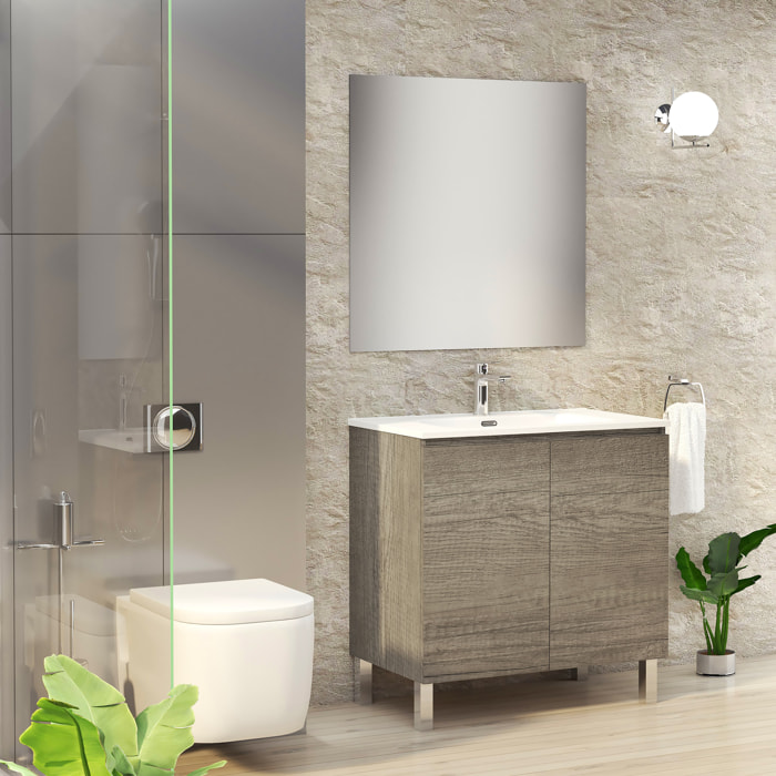 Conjunto de Baño Lust | 80 cm Nebraska | Dos Puertas | Lavabo Encastrado | No incluye Espejo | Mueble Montado | Alday