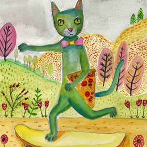 Affiche enfant pizza cat  Affiche sous cadre bois