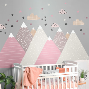 Stickers muraux enfants - Décoration chambre bébé - Autocollant Sticker mural géant enfant montagnes scandinaves JENIKA