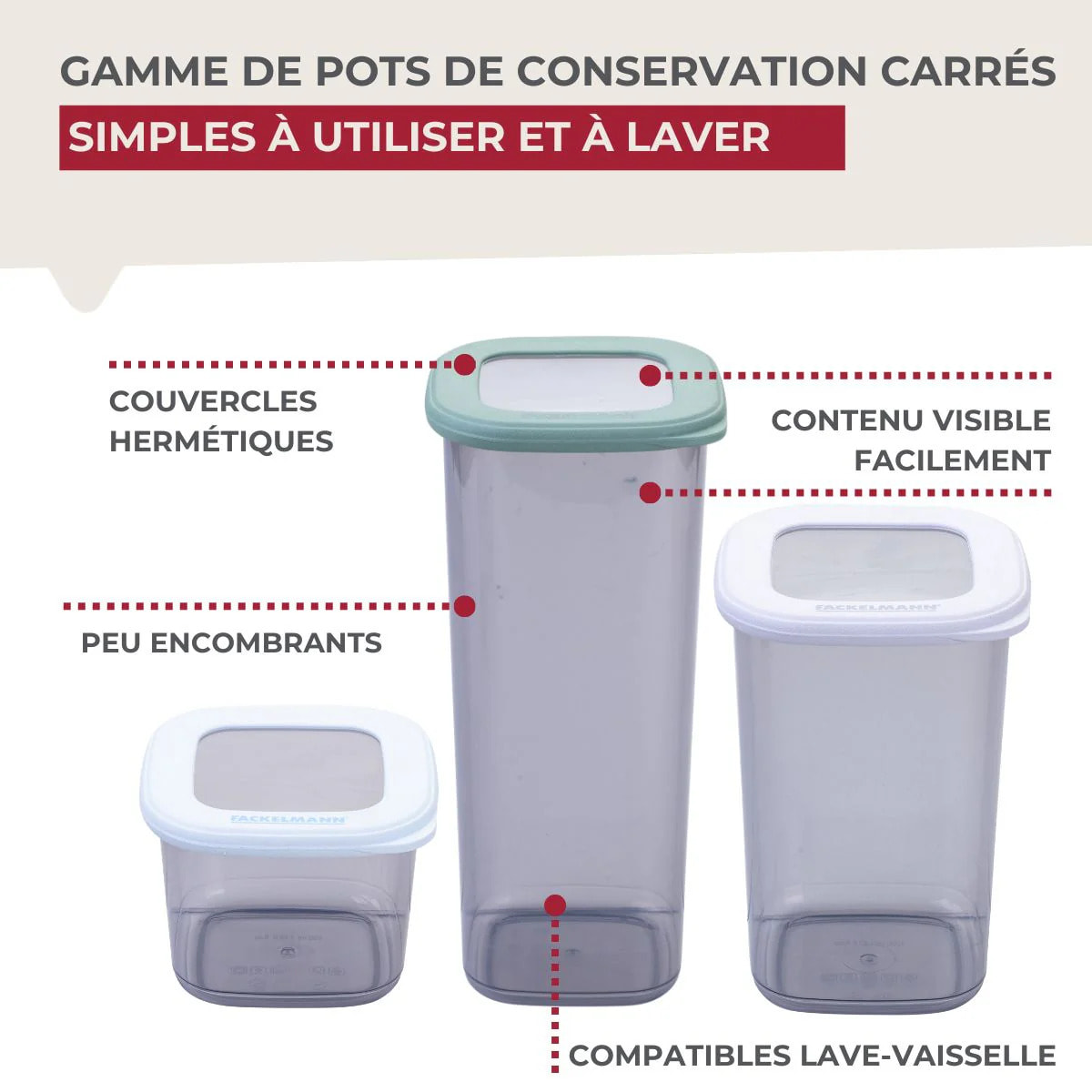 Lot de 3 Boîtes à Provisions Fackelmann Storage