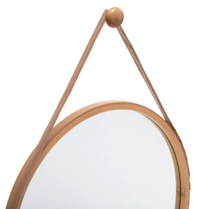 Miroir rond lanière cuir 38cm Sicela