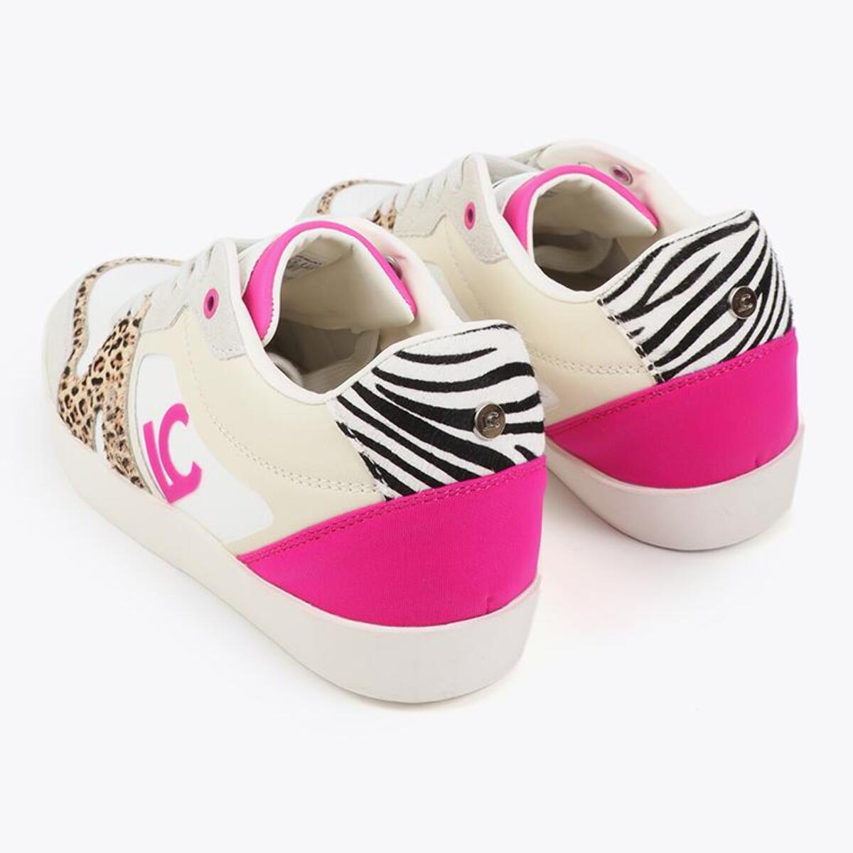 Scarpa sportiva con zeppa interna in tessuti abbinati e dettagli in pelle