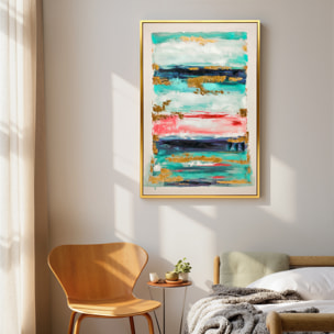 Cuadro en Lienzo Abstracto a Mano, 120x80 cm, Cuadro para Decoración de Salón Moderno con Marco de Madera Maciza, Decoración de Pared para Dormitorio, Salón, Cocina, Multicolor