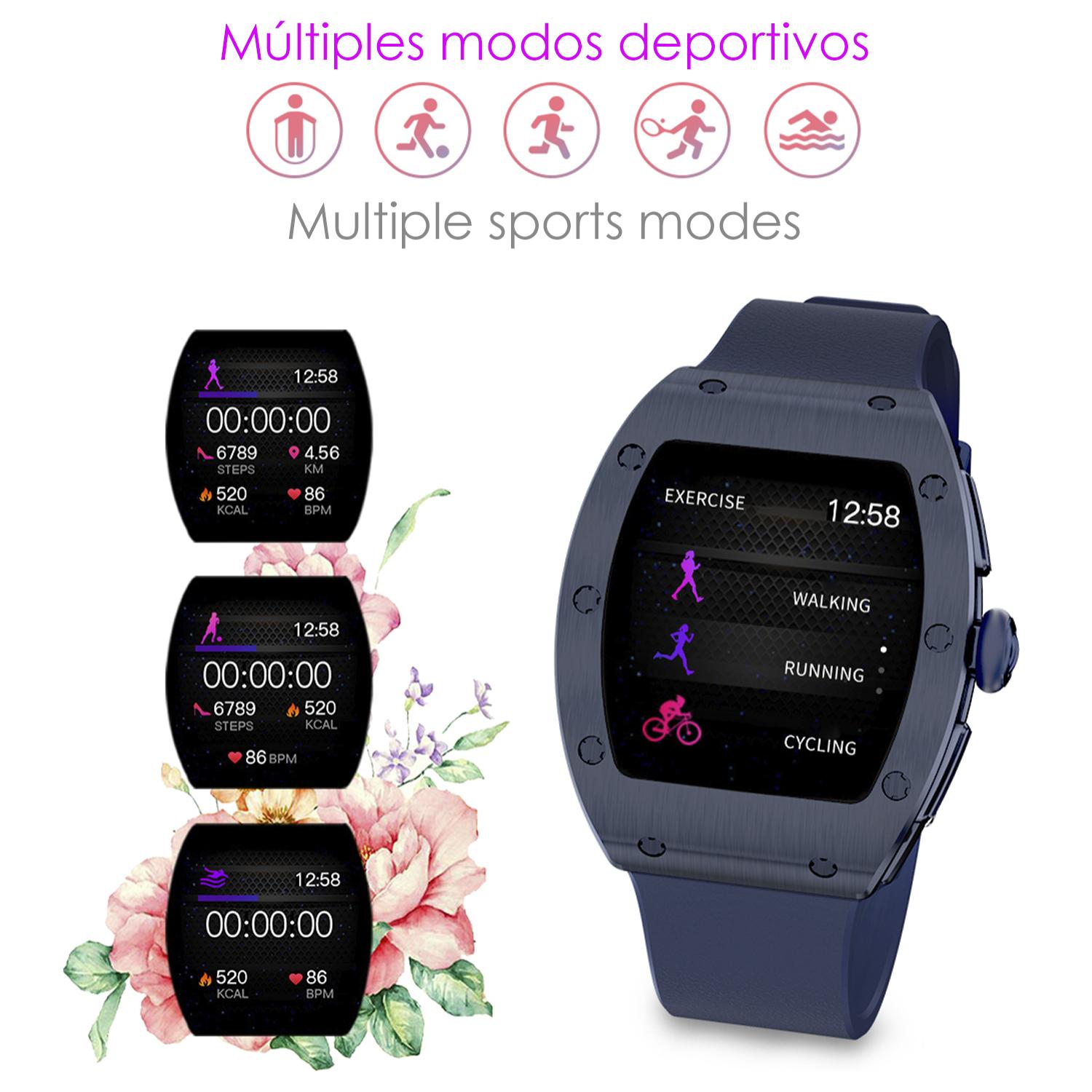 Smartwatch M7, soprattutto per polsi sottili, con pressione sanguigna, ossigeno nel sangue e cardiofrequenzimetro; 8 modalità multisport. Notifiche dell'app.