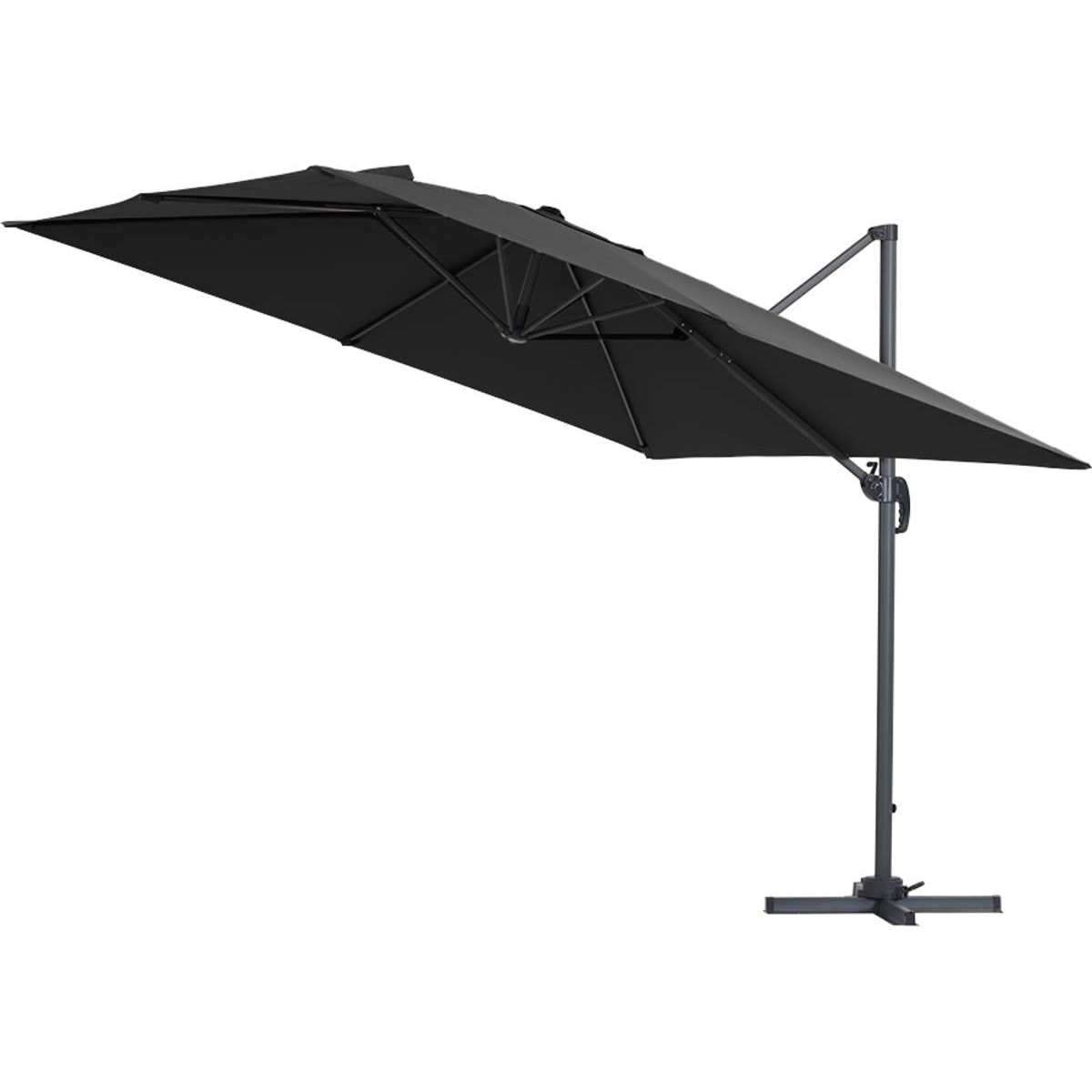 Parasol jardin déporté Alu "Sun 3" - Carré - 3 x 3 m - Noir + housse de protection