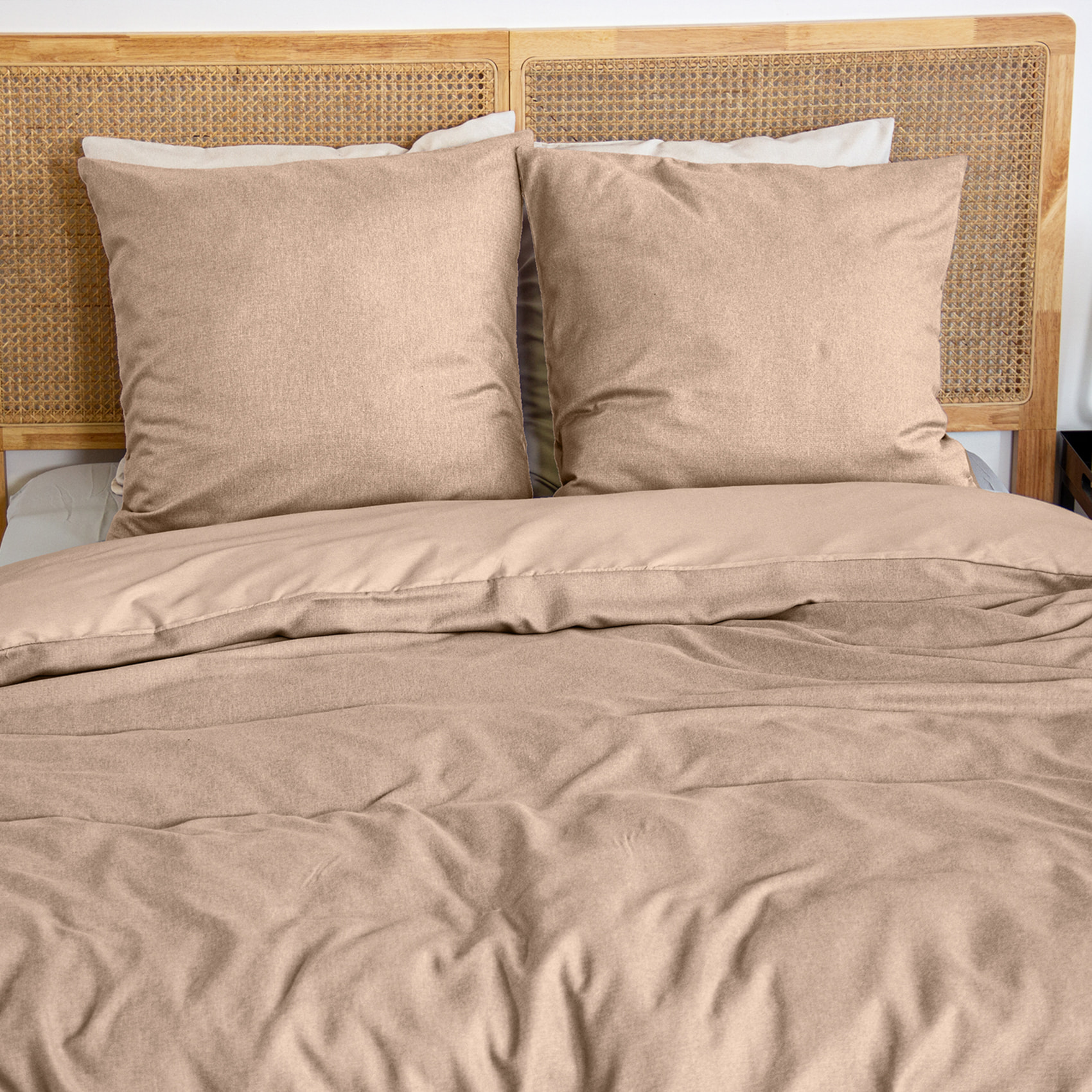 Parure de lit 3 pièces sensation flanelle - Beige