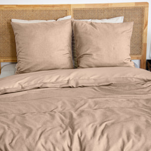 Parure de lit 3 pièces sensation flanelle - Beige
