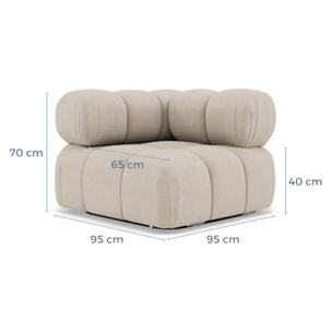 Ruby - module d'assise d'angle droit en velours texturé - Beige