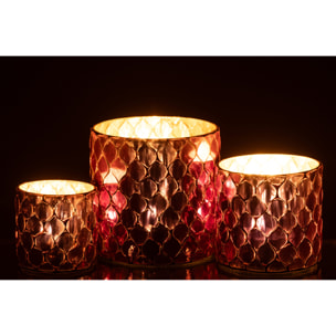 J-Line bougeoir Cylindre Mosaïque - verre - fuchsia