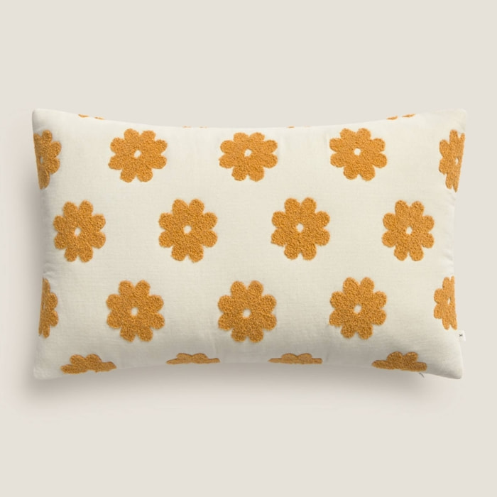 Funda de cojín de terciopelo flores Ritcusi color amarillo Algodón