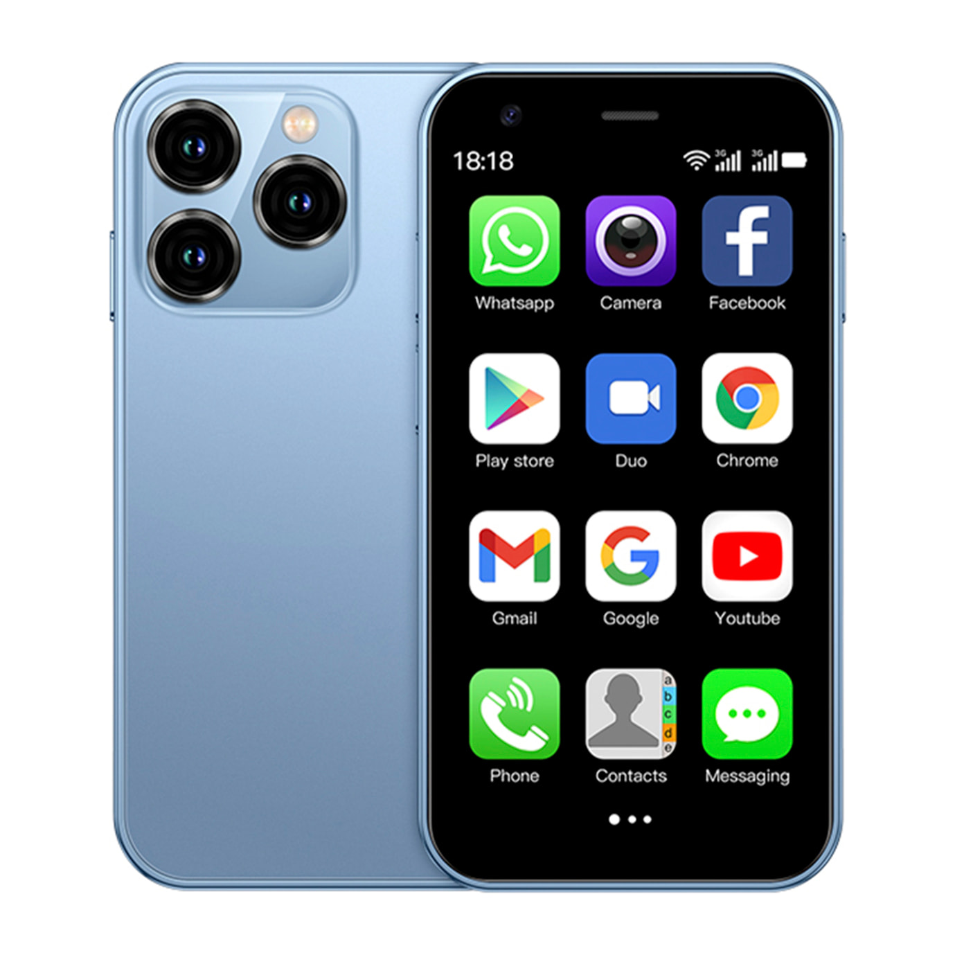 Mini smartphone XS15 3G, Android 8.1, 2 GB RAM + 16 GB. Schermo da 3''. Doppia scheda SIM.