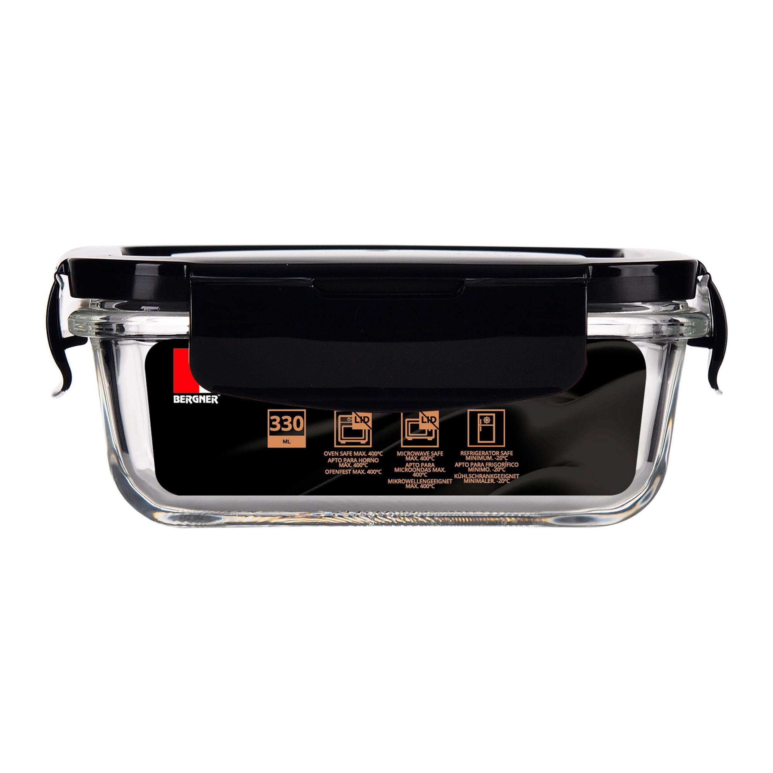 Recipiente Hermético en Borosilicato de 330ml con tapa negra Copper Bergner