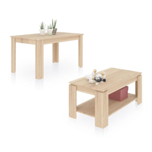 Pack mesa de comedor 140 y mesa de centro Lya Roble Canadian