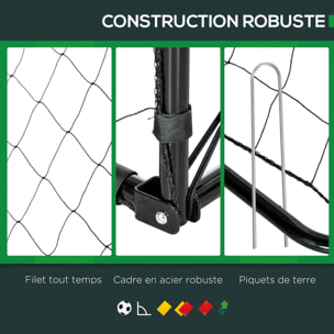 But de football cage de foot but futsal avec cible - dim. 213L x 150l x 100H cm - acier PE noir