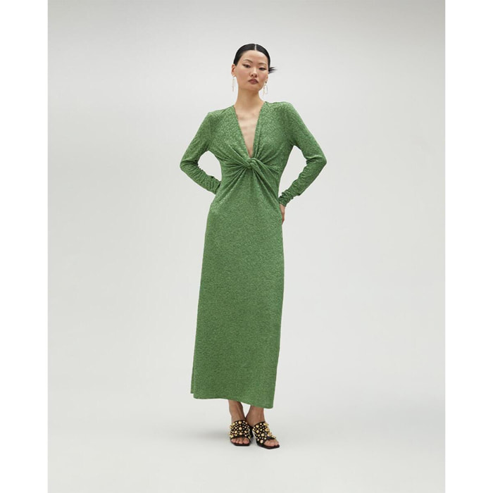 Vestito lungo con scollo drappeggiato