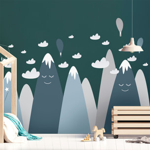 Stickers muraux enfants - Décoration chambre bébé - Autocollant Sticker mural géant enfant montagnes scandinaves BOYKA