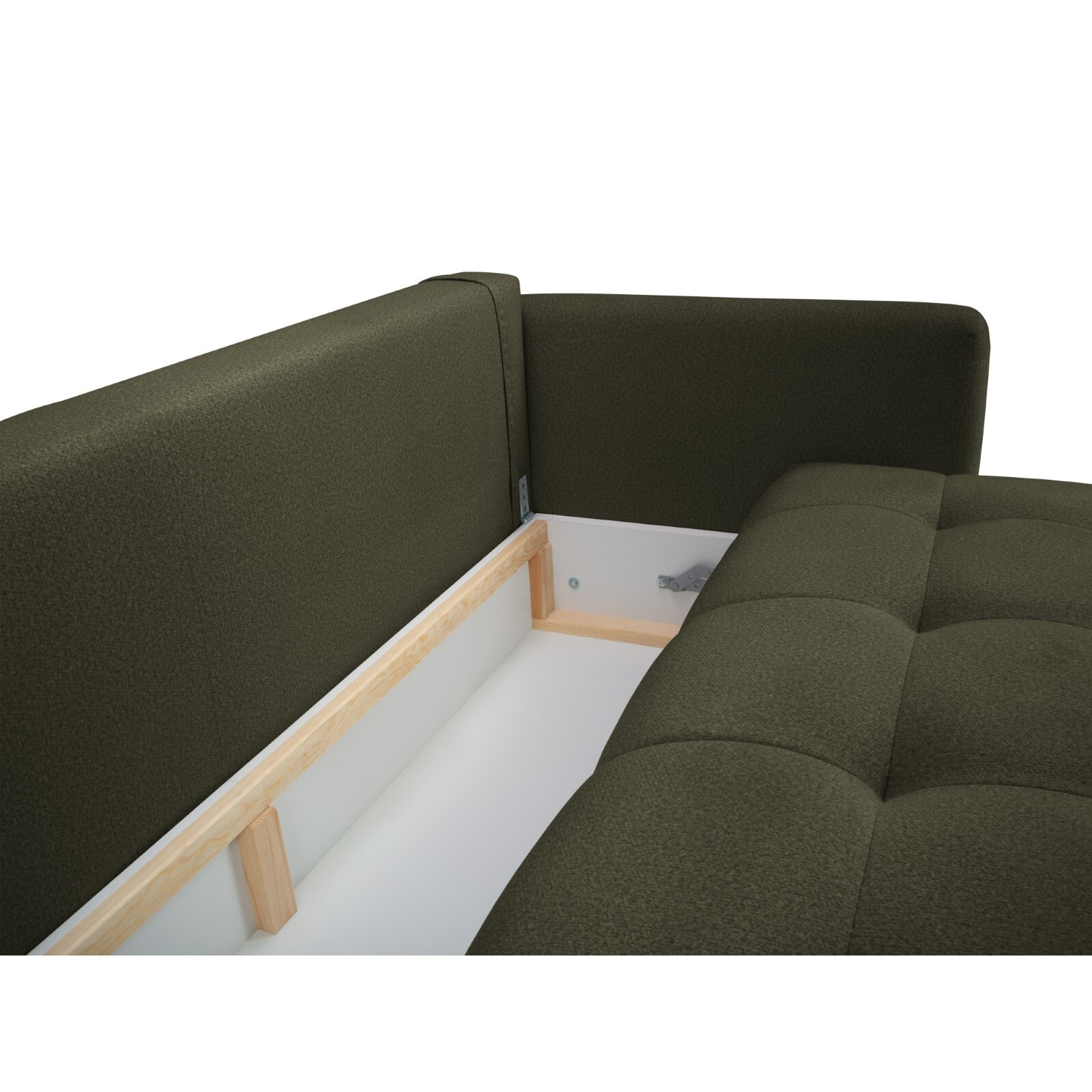 Canapé convertible avec coffre de rangement "Madrid" 3 places en tissu structurel vert