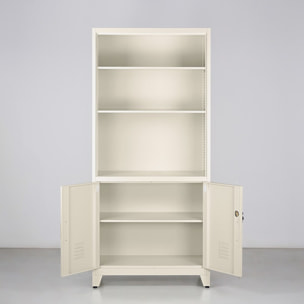Armadio ufficio con 2 ante e 5 ripiani avorio 85x45x190 cm - Yumi