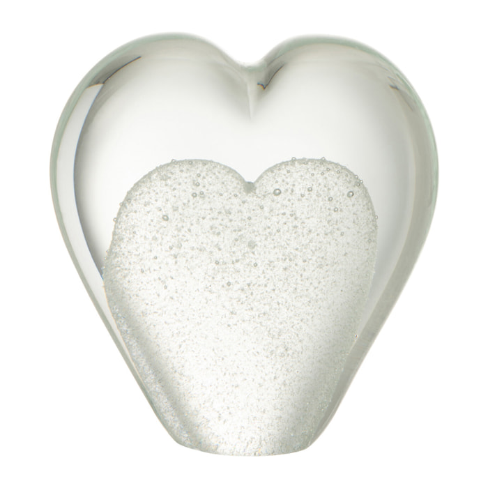 J-Line presse-papier Coeur - verre - blanc - small
