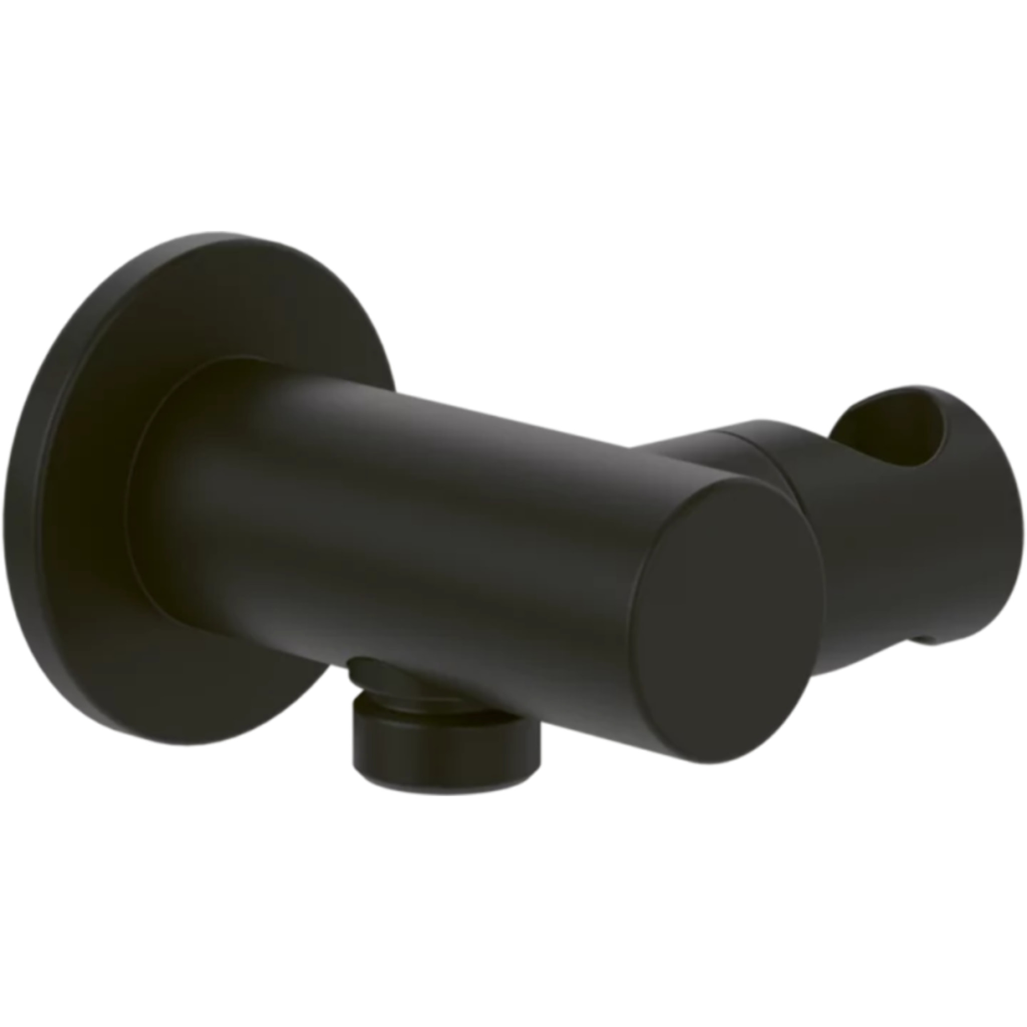 Support mural pour douchette avec raccordement Universal Showers rond noir mat