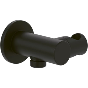 Support mural pour douchette avec raccordement Universal Showers rond noir mat